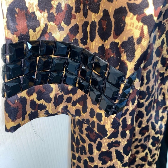 RARE Leopard Print Over Coat | Embellished Collar & Sleeves | Statement Piece - Picture 9 of 13